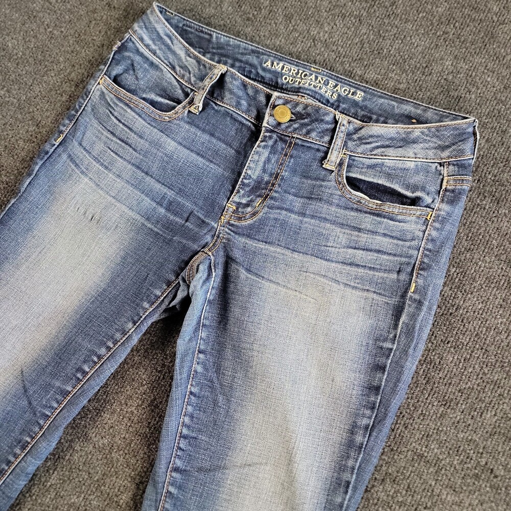 American Eagle Blue Dark Wash Super Mid-Rise Jegging Denim Jeans Women's Size 8